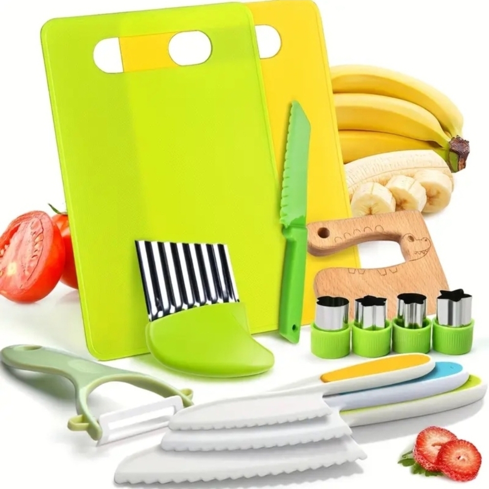 13 Pieces Montessori Kitchen Tools Toddlers Kids Cook Plastic Educational